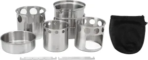 Stainless Steel Camping Stove Cookware Set Windproof Portable Cooking Pot for Outdoor Hiking