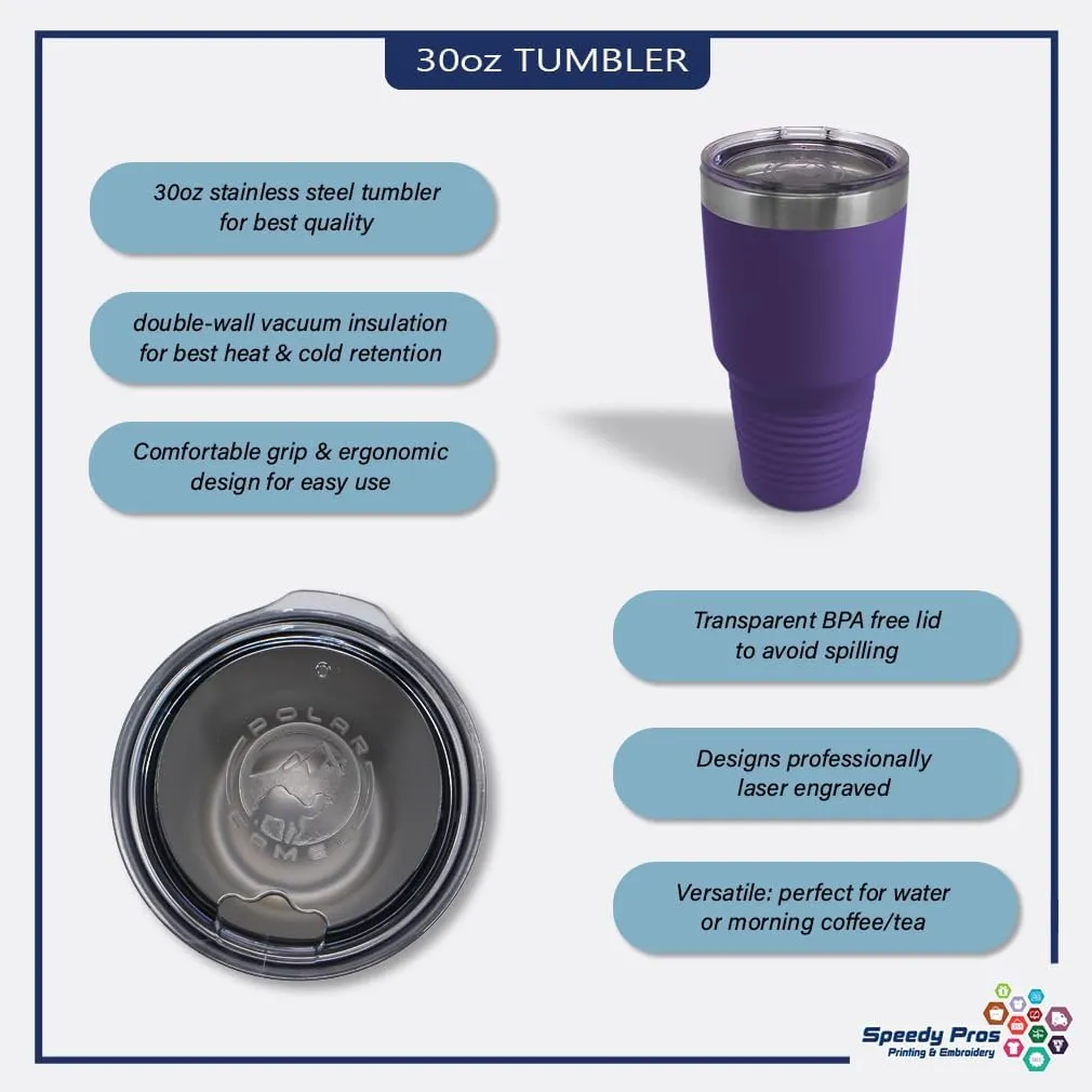 Stainless-Steel Engraved Travel Mug Tumbler Jepers Creepers Insulated Thermal Coffee Cup Purple 30 Oz