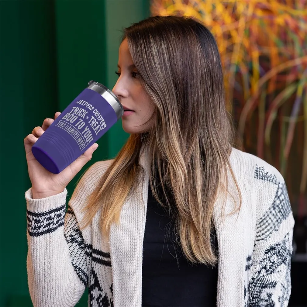 Stainless-Steel Engraved Travel Mug Tumbler Jepers Creepers Insulated Thermal Coffee Cup Purple 30 Oz