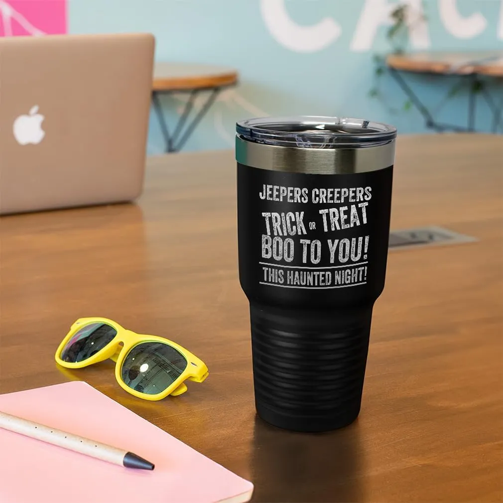 Stainless-Steel Engraved Travel Mug Tumbler Jepers Creepers Insulated Thermal Coffee Cup Purple 30 Oz