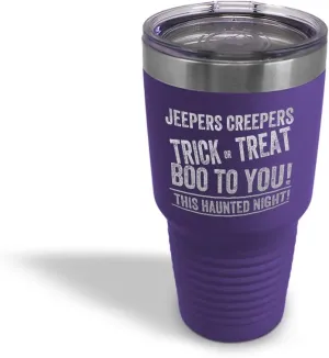 Stainless-Steel Engraved Travel Mug Tumbler Jepers Creepers Insulated Thermal Coffee Cup Purple 30 Oz