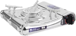 Stainless Steel Gas Stove Portable Camping Stove Single Burner BBQ Outdoor Cooking Picnic, 3.5Kw Compact Gas Cooker Butane Gas Stove with Carry Case, 180g/h