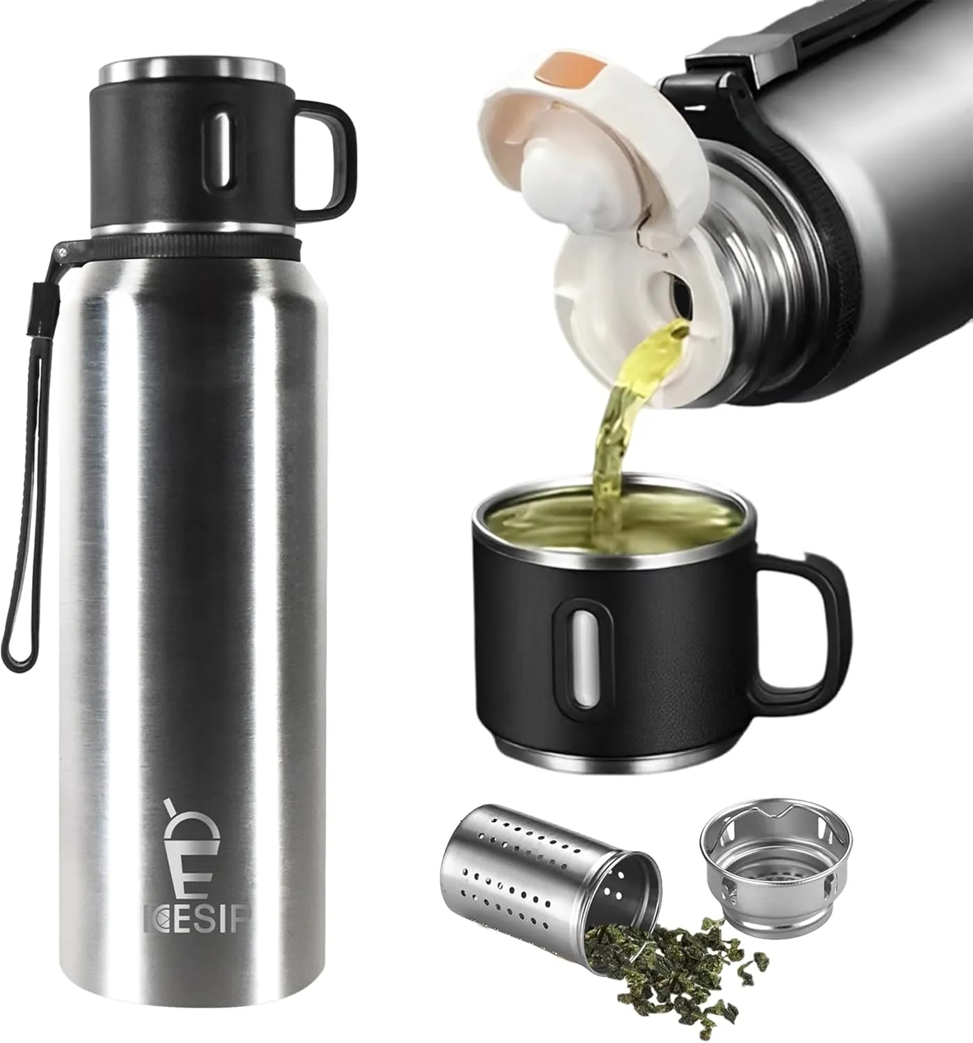 Stainless Steel Insulated Bottle, 27oz with cup Vacuum Insulated Water Bottle, Thermo for Hot Drinks/Cold Drinks,24-Hr Insulation Commute, Travel