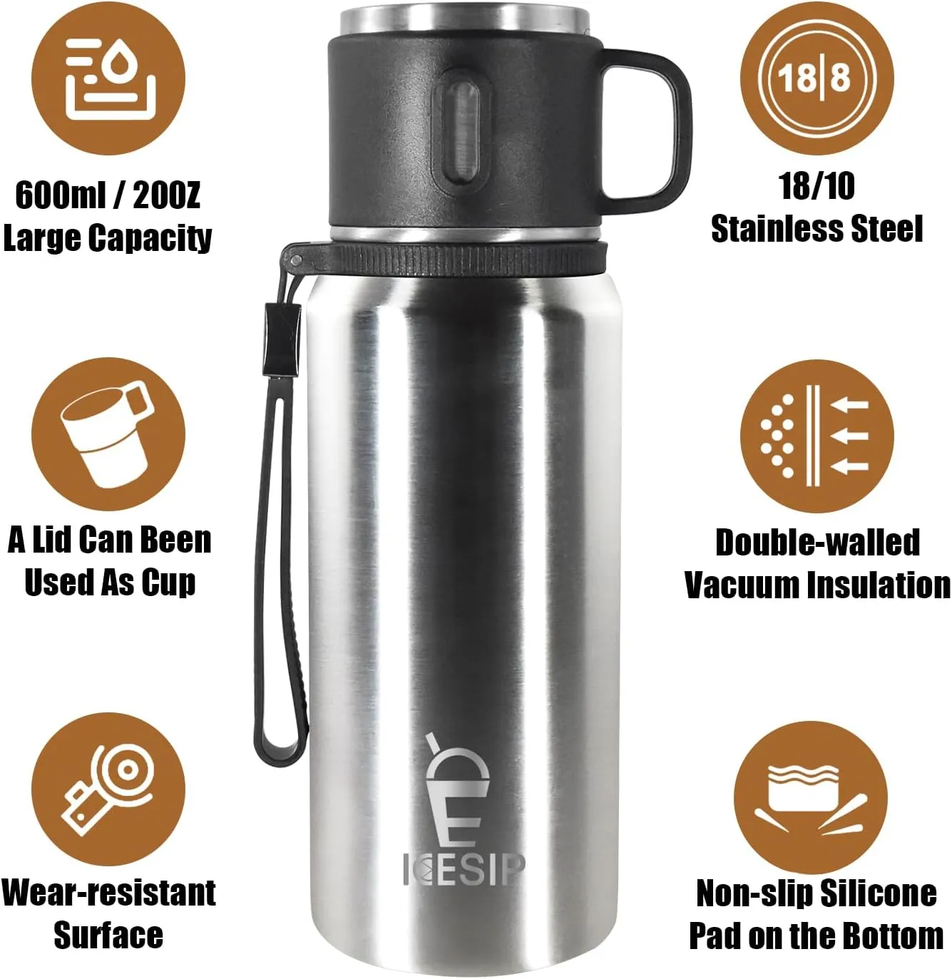 Stainless Steel Insulated Bottle, 27oz with cup Vacuum Insulated Water Bottle, Thermo for Hot Drinks/Cold Drinks,24-Hr Insulation Commute, Travel