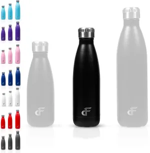 Stainless Steel Water Bottle Narrow Mouth with Screw Lid (12, 17, or 25 oz) - 3 Size and 8 Color Options - Vacuum Insulated, Double Wall, Powder Coated Sweat Proof Thermos