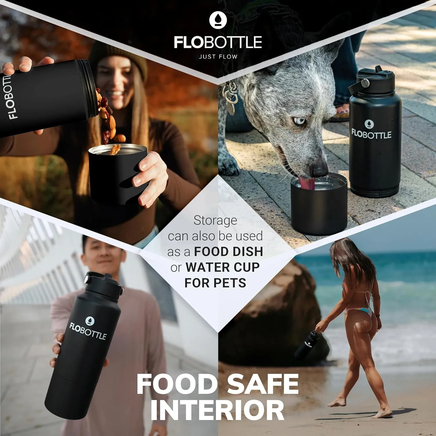 Stainless Steel Water Bottle with Straw, 28 Oz Insulated Water Bottle With Storage, Leak Proof Water Bottle, BPA-Free Water Bottle with Storage Compartment (Jetoro Black)