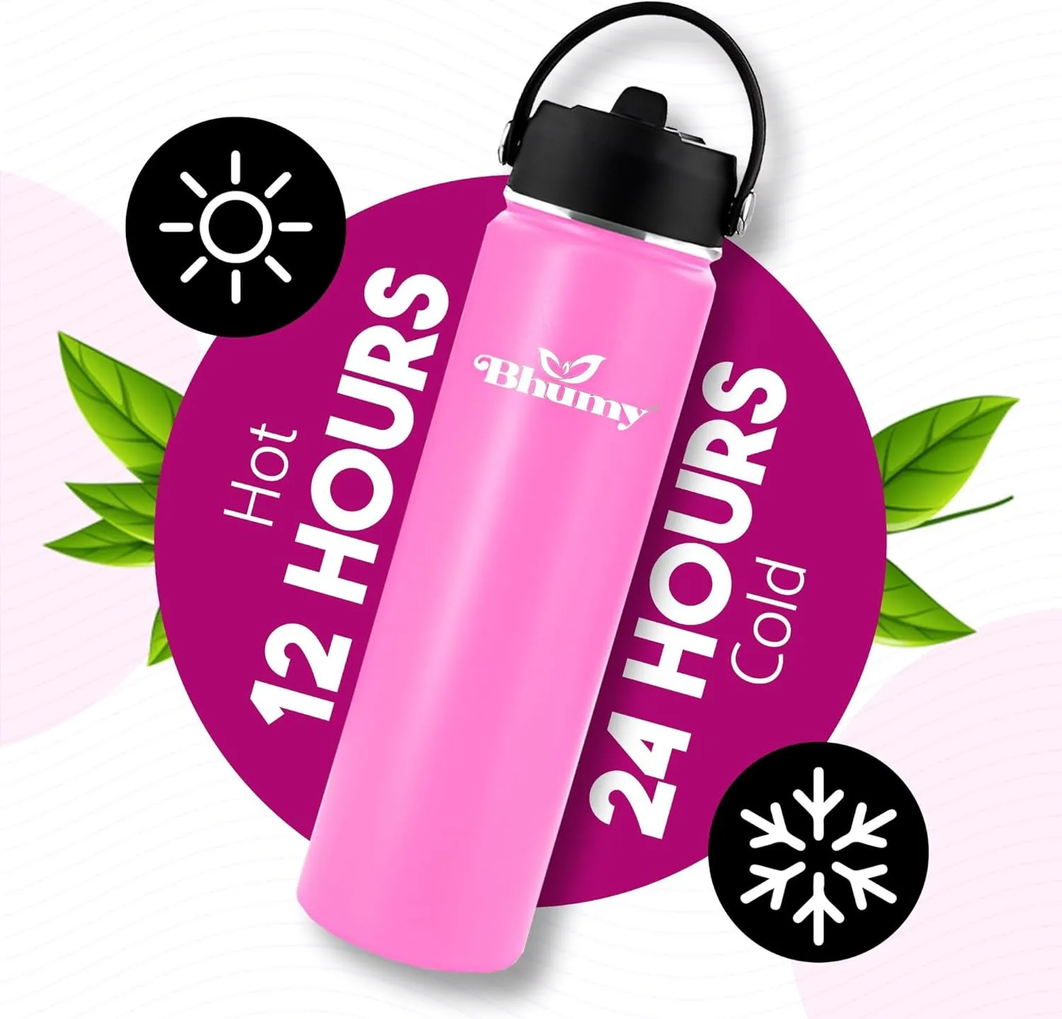 Stainless Steel Water Bottles – 24oz Double Wall Stainless Steel Insulated Water Bottle – Water Bottle with Straw and 2 Caps – Leakproof Sports Water Bottle Water for Gym, Office, Travel