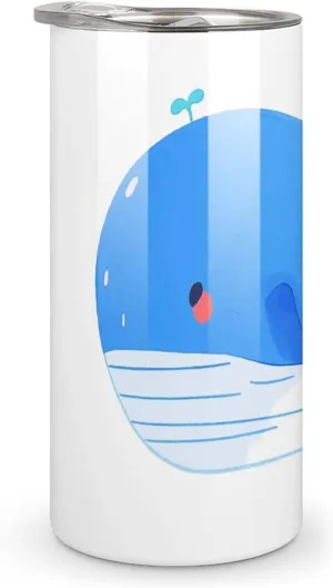 Stainless Steel Water Cup, Blue Whale Heart Pattern Print Outdoor Travel Cup Ideal for Travel, Outdoor, And Daily Hydration
