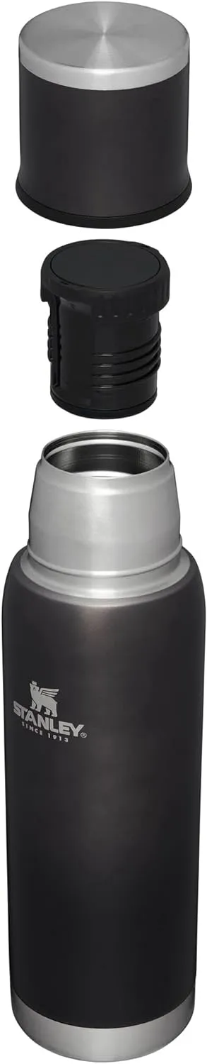 Stanley Adventure-To-Go Vacuum Bottle 1.1 qt | Wide Mouth with Leakproof Cup Lid | Keep Drinks Hot or Cold | Packable for Travel | Insulated Stainless Steel Thermos | BPA-Free | Charcoal Glow
