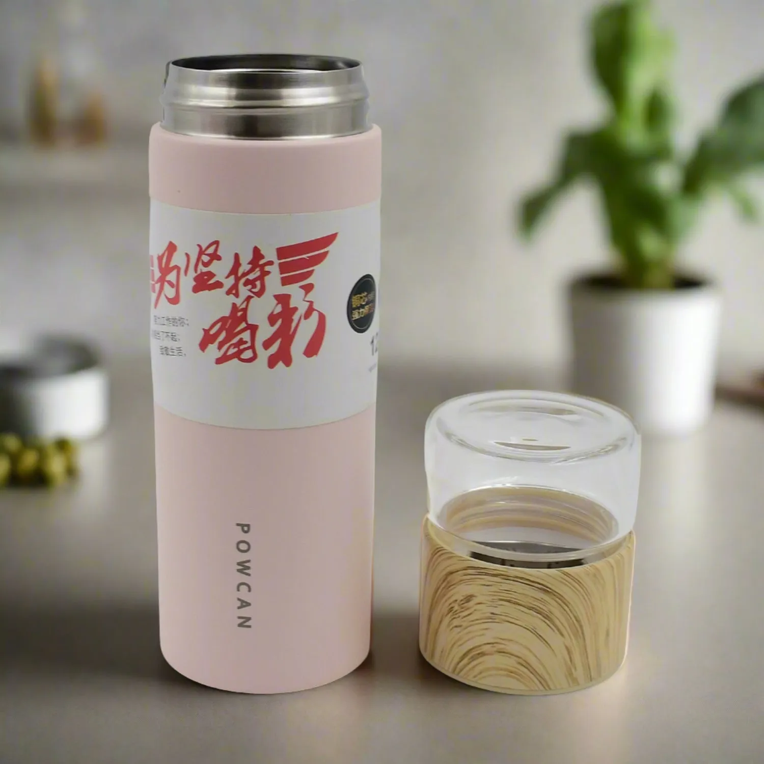 Steel Water Bottle With Glass Lid (350ml)