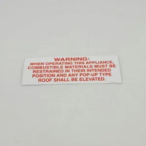 Stove Decal for Poptop Caravan Consumer instruction Sticker