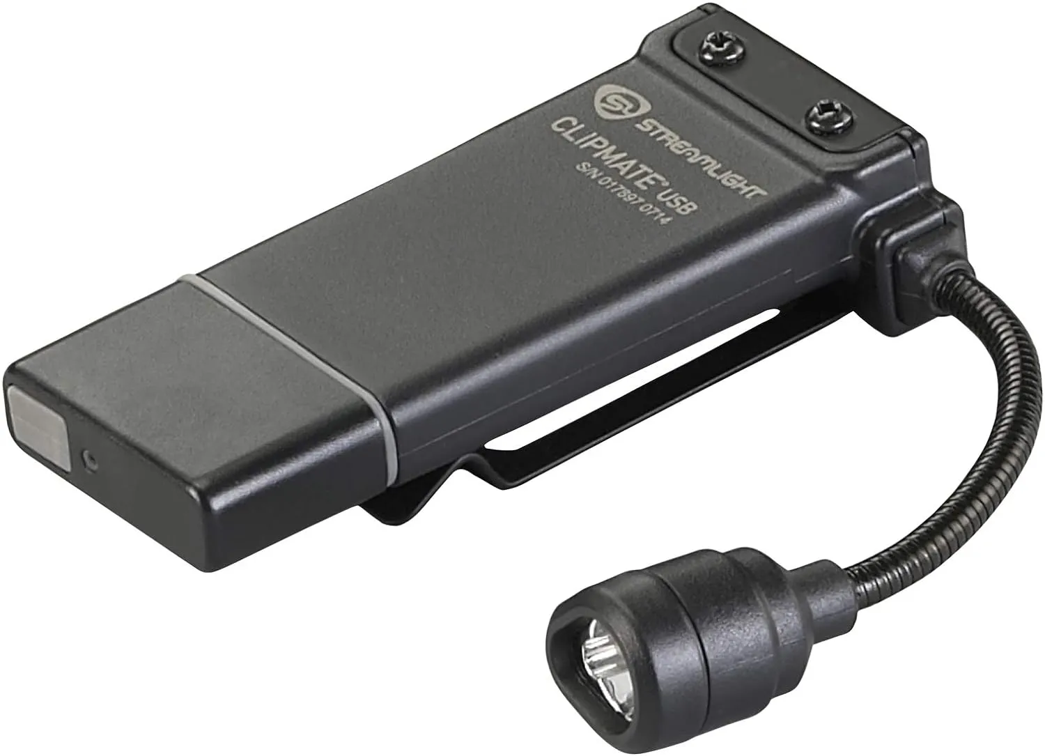Streamlight 61125 ClipMate 70-Lumen USB Rechargeable Clip-On Light, with White and Red LEDs, Black
