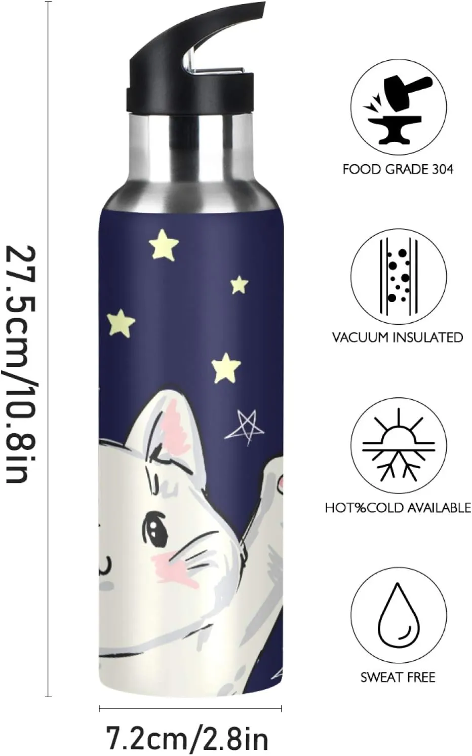 SUABO Sports Water Bottle Vacuum Insulated Stainless Steel Water Bottle for School Kids, 20oz