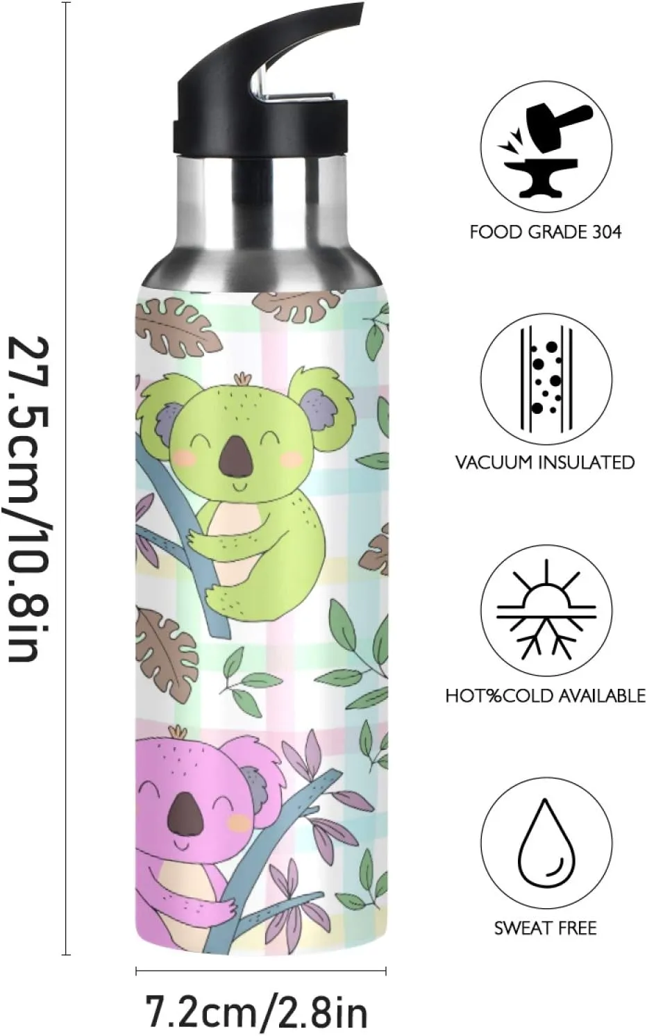 SUABO Sports Water Bottle Vacuum Insulated Stainless Steel Water Bottle for School Kids, 20oz