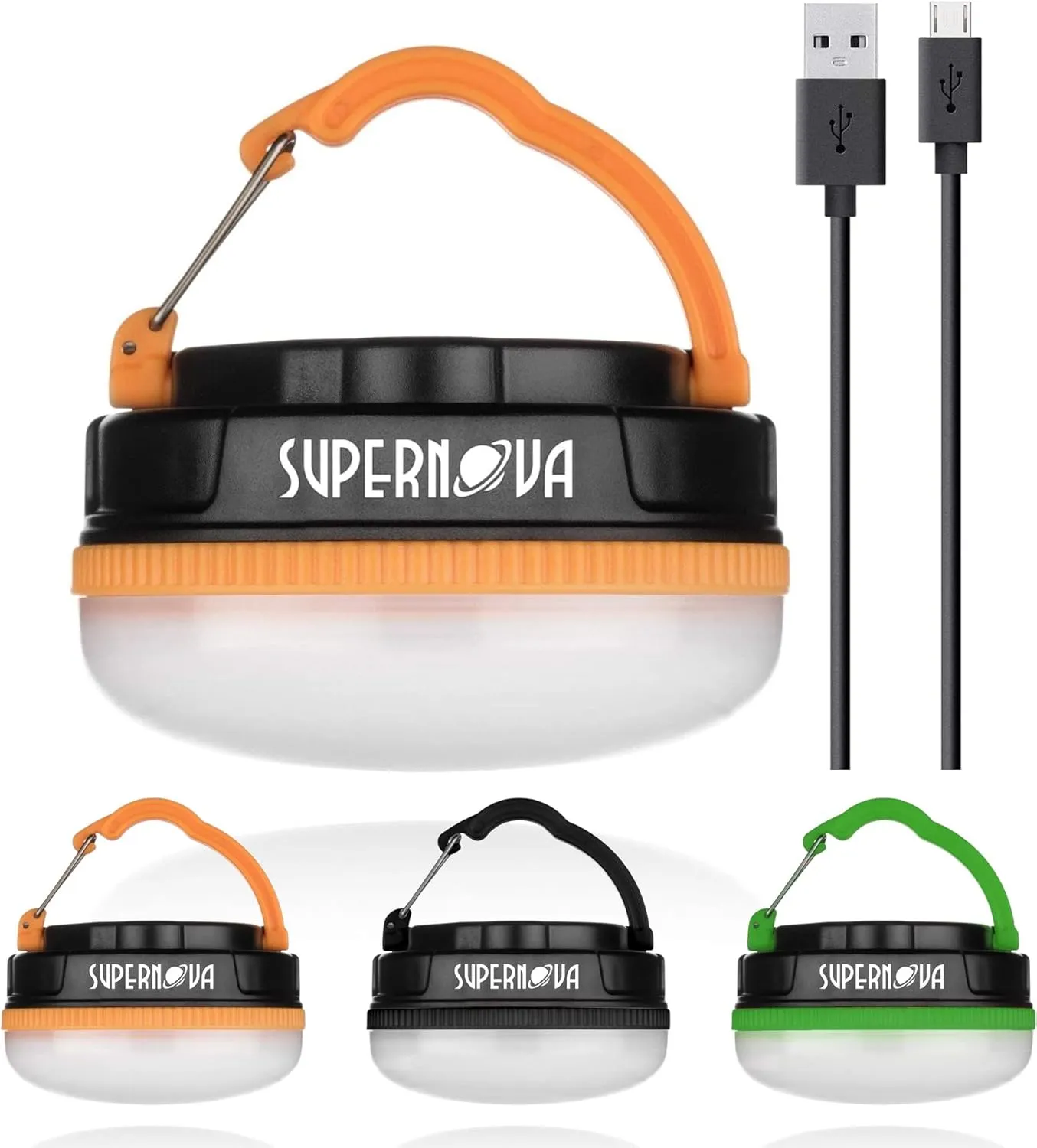 Supernova® Rechargeable Hanging Tent Light & Backpacking Lantern, Ultimate Battery Operated Camping Lantern, Magnetic Base with Retractable Hook, Pocket Sized Yet Ultra Bright Survival Gear (Orange)