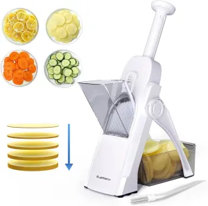 SUPMAKIN Safe Mandoline Slicer for Kitchen, Potato Slicer for Chips, Vegetable & Food Slicer,Thickness Adjustable 0.1-8 mm, Kitchen Faster Slice Artifact White (Only Slicer)