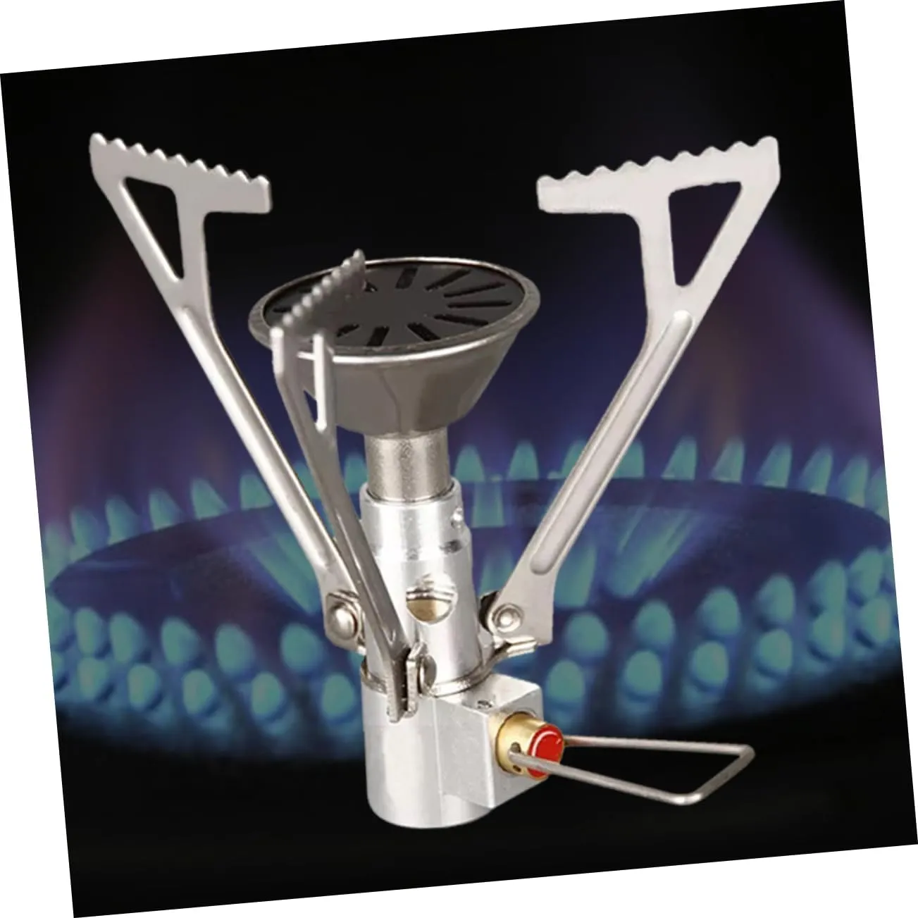 SUPVOX 2pcs Leak Mini Camping Stove Portable Stainless Steel Folding Picnic Burner Outdoor Gas Stove Heat Accumulation Safe for Hiking and Travel