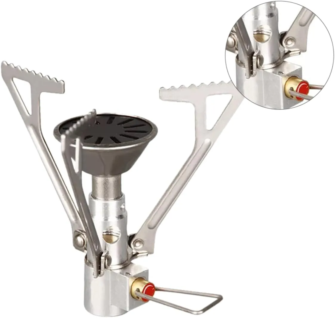 SUPVOX 2pcs Leak Mini Camping Stove Portable Stainless Steel Folding Picnic Burner Outdoor Gas Stove Heat Accumulation Safe for Hiking and Travel