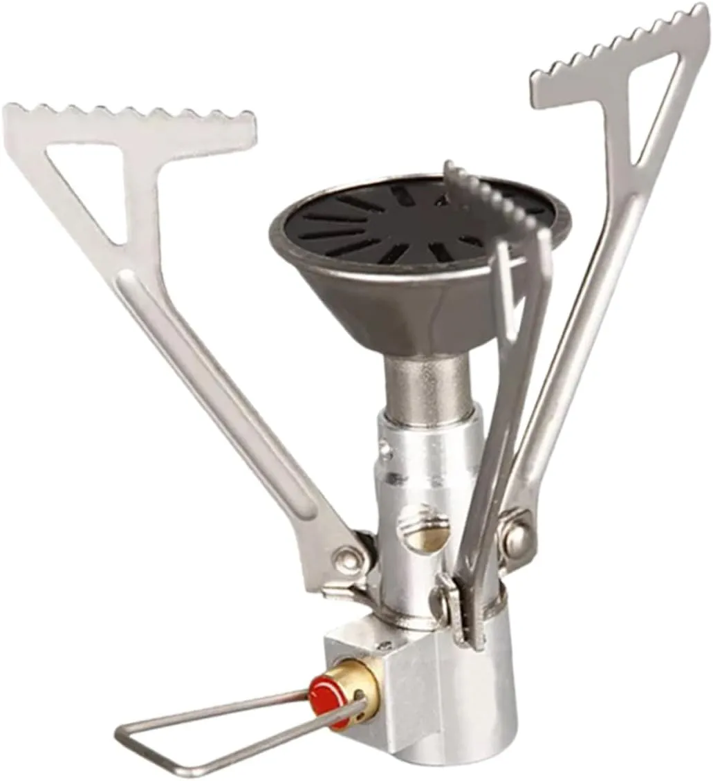 SUPVOX 2pcs Leak Mini Camping Stove Portable Stainless Steel Folding Picnic Burner Outdoor Gas Stove Heat Accumulation Safe for Hiking and Travel