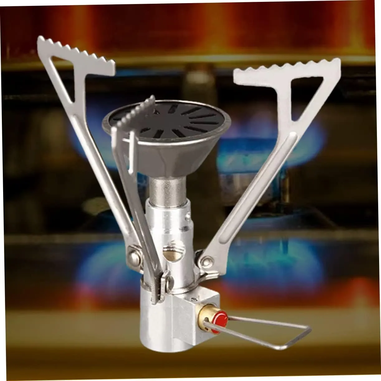 SUPVOX 2pcs Leak Mini Camping Stove Portable Stainless Steel Folding Picnic Burner Outdoor Gas Stove Heat Accumulation Safe for Hiking and Travel