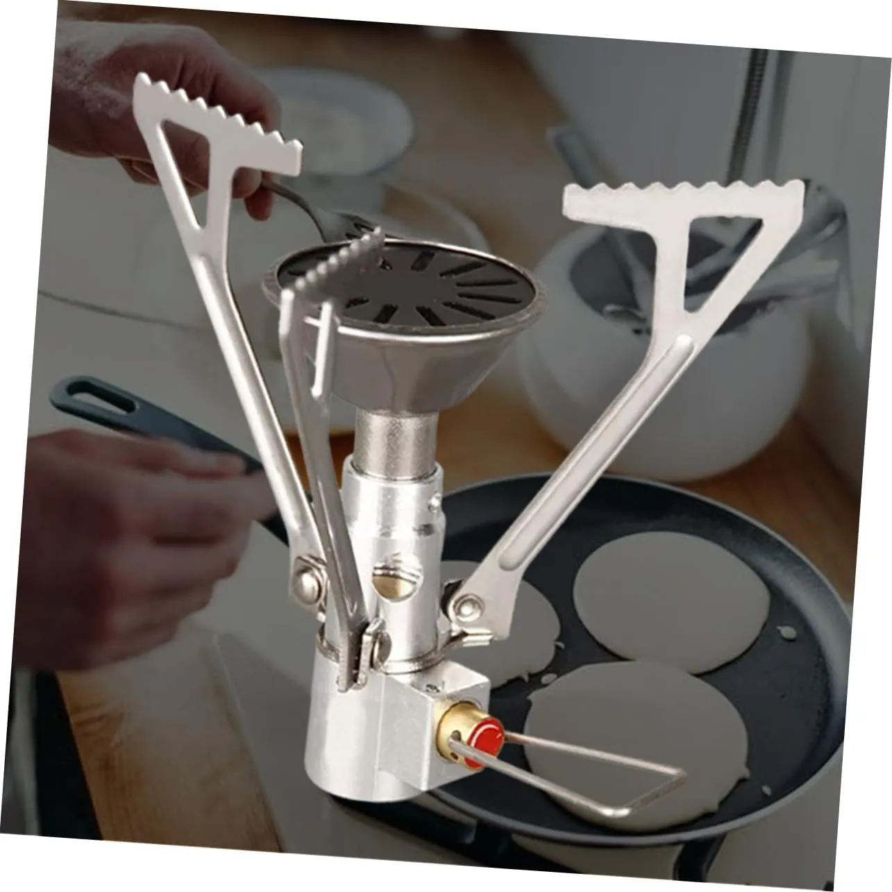 SUPVOX 2pcs Leak Mini Camping Stove Portable Stainless Steel Folding Picnic Burner Outdoor Gas Stove Heat Accumulation Safe for Hiking and Travel