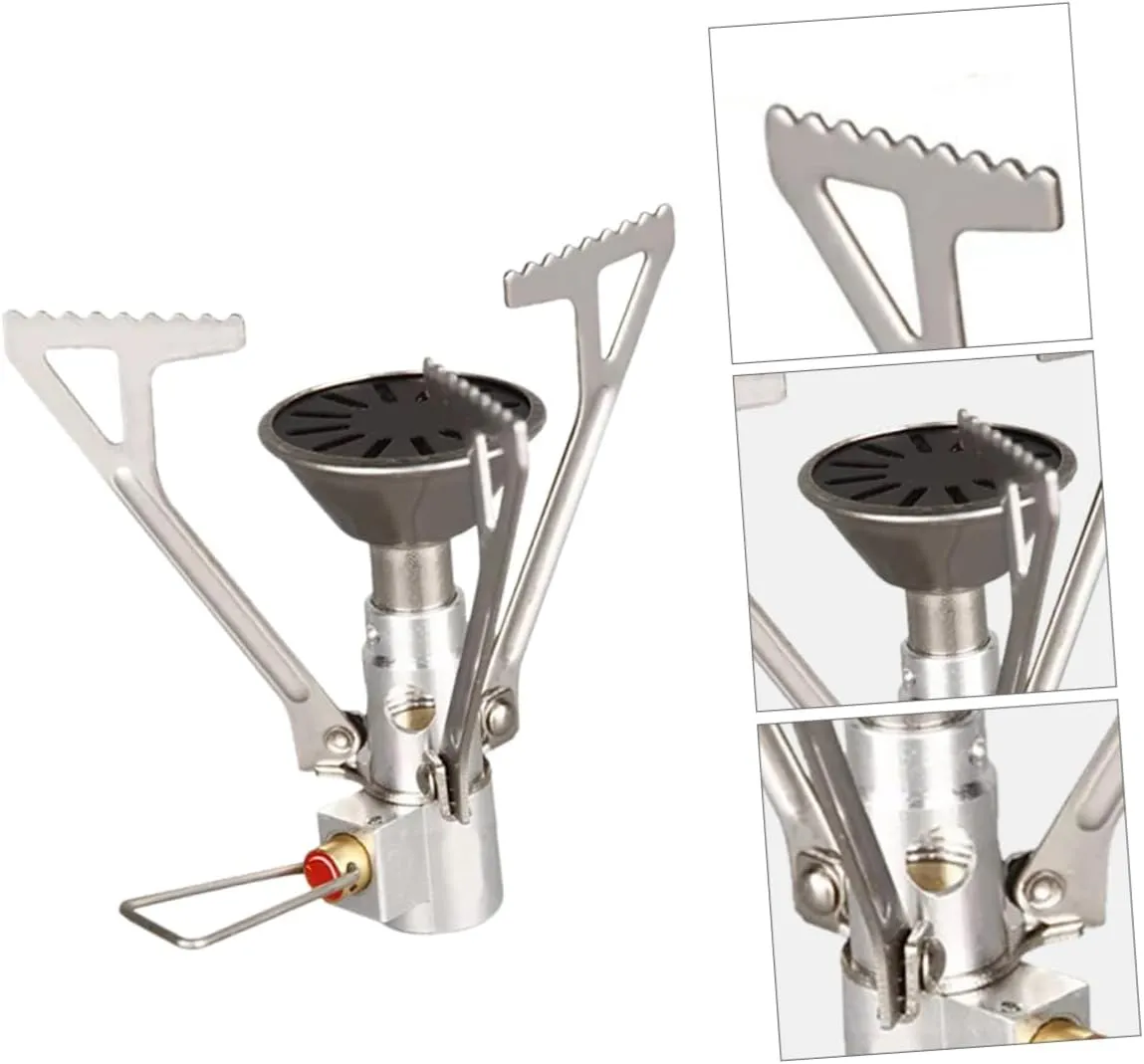 SUPVOX 2pcs Leak Mini Camping Stove Portable Stainless Steel Folding Picnic Burner Outdoor Gas Stove Heat Accumulation Safe for Hiking and Travel
