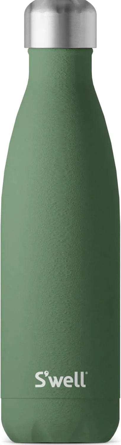 S'well Stainless Steel Water Bottle, 17oz, Green Jasper, Triple Layered Vacuum Insulated Containers Keeps Drinks Cold for 36 Hours and Hot for 18, BPA Free, Perfect for On the Go
