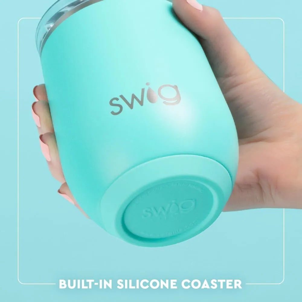 Swig Life 12oz Wine Tumbler with Lid, Stainless Steel, Dishwasher Safe, Portable, Triple Insulated Wine Tumbler (Blue Lagoon)