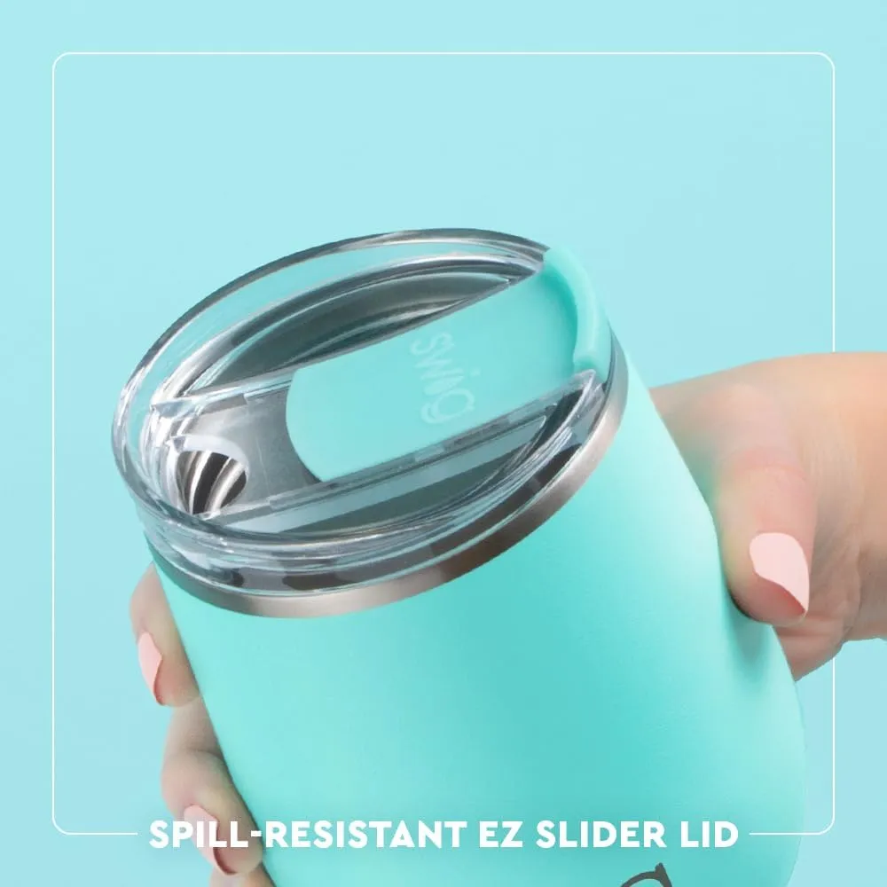 Swig Life 12oz Wine Tumbler with Lid, Stainless Steel, Dishwasher Safe, Portable, Triple Insulated Wine Tumbler (Blue Lagoon)