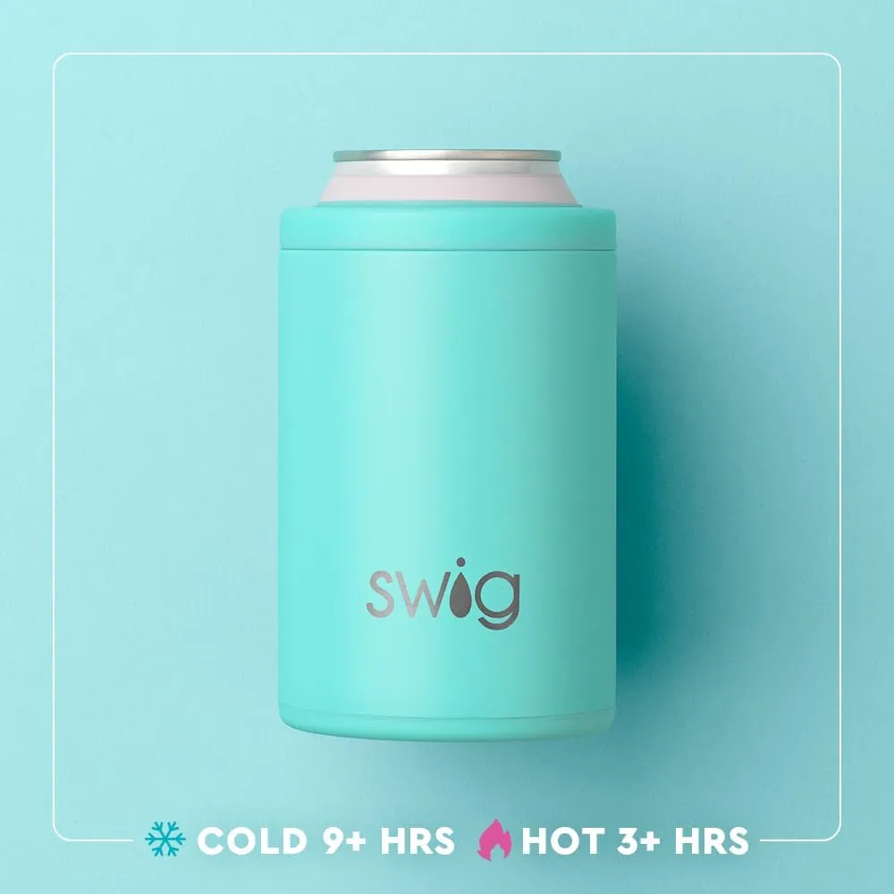 Swig Life Standard Can Cooler, 12oz Insulated Bottle & Can Holder, Stainless Steel Cooler, Covers for Standard 12 oz Beer Bottles, Beach Accessories for Women (A Party Animal)