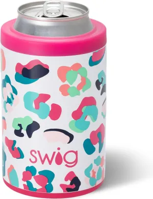 Swig Life Standard Can Cooler, 12oz Insulated Bottle & Can Holder, Stainless Steel Cooler, Covers for Standard 12 oz Beer Bottles, Beach Accessories for Women (A Party Animal)