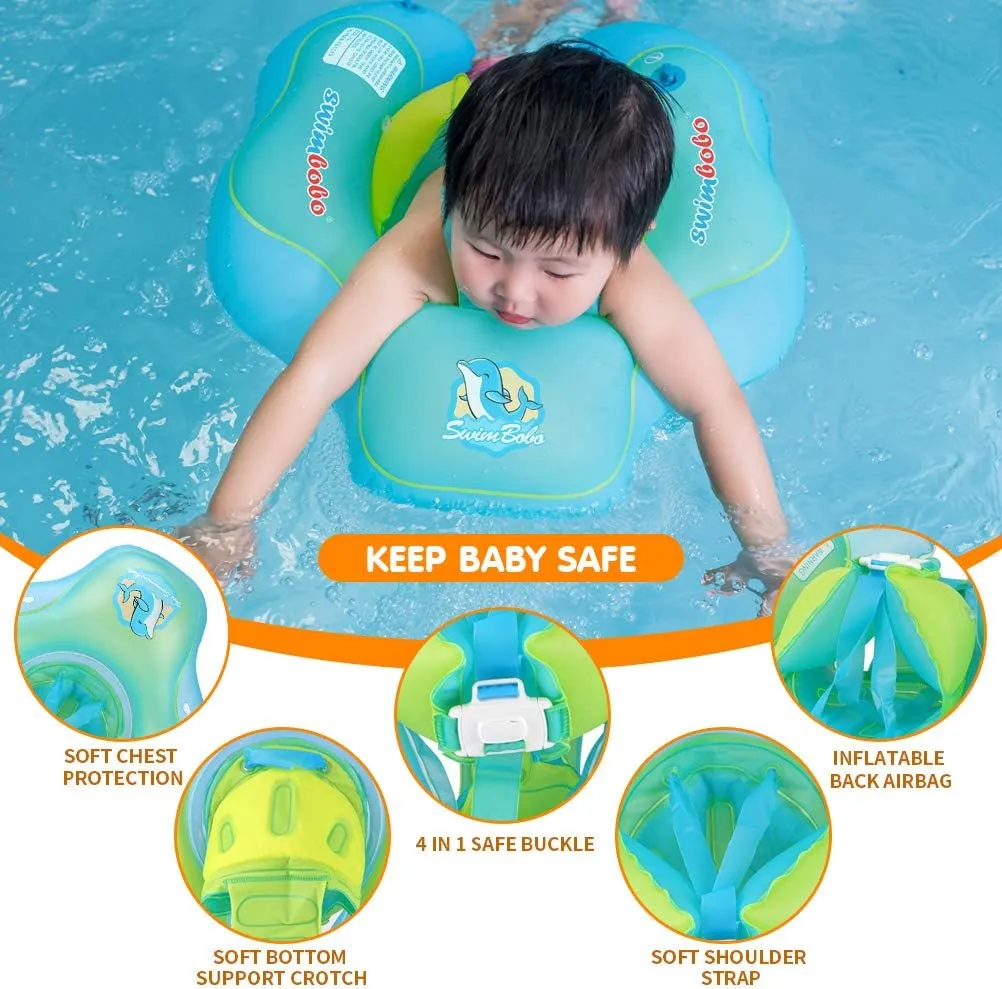 Swimbobo Baby Swimming Float Kids Inflatable Swim Ring with Safety Support Bottom Swimming Pool Accessories for 3-36 Months