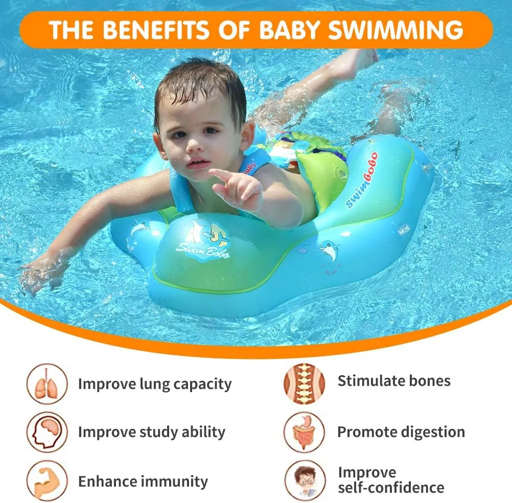 Swimbobo Baby Swimming Float Kids Inflatable Swim Ring with Safety Support Bottom Swimming Pool Accessories for 3-36 Months