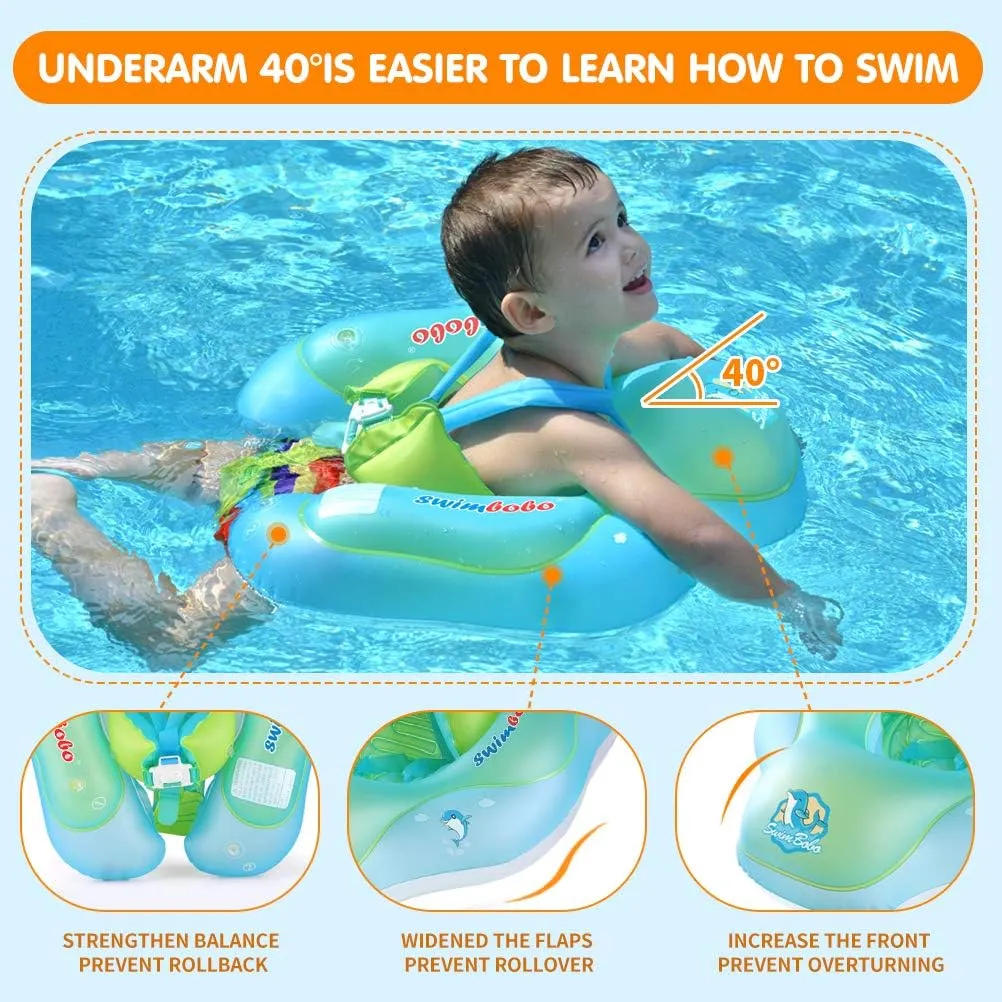 Swimbobo Baby Swimming Float Kids Inflatable Swim Ring with Safety Support Bottom Swimming Pool Accessories for 3-36 Months