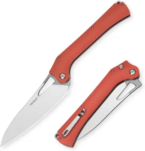 TACRAY Folding Kitchen Chef Knife, 5.49" Foldable Camping Knife with 10cr15mov Stainless Steel Blade, Anti-skidding and Ergonomic Designed G10 Handle for both Indoor and Outdoor Cooking