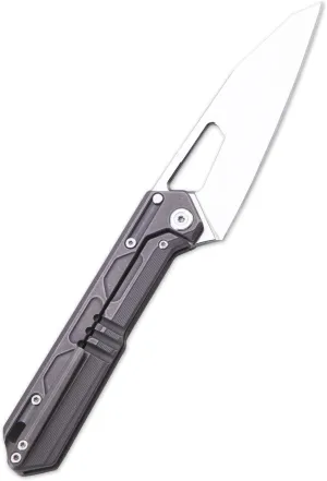TACRAY Titanium Handle Frame Locking Knife, Folding Pocket Clip, Portable Camping Knife with Sharp Blade for both Kithen and Outdoor Cuttings (Gray)