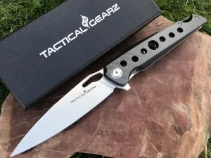 TACTICAL GEARZ Pocket Folding Knife for EDC, Carbon Fiber Handle, D2 Steel Blade, Includes Sheath (Felis)