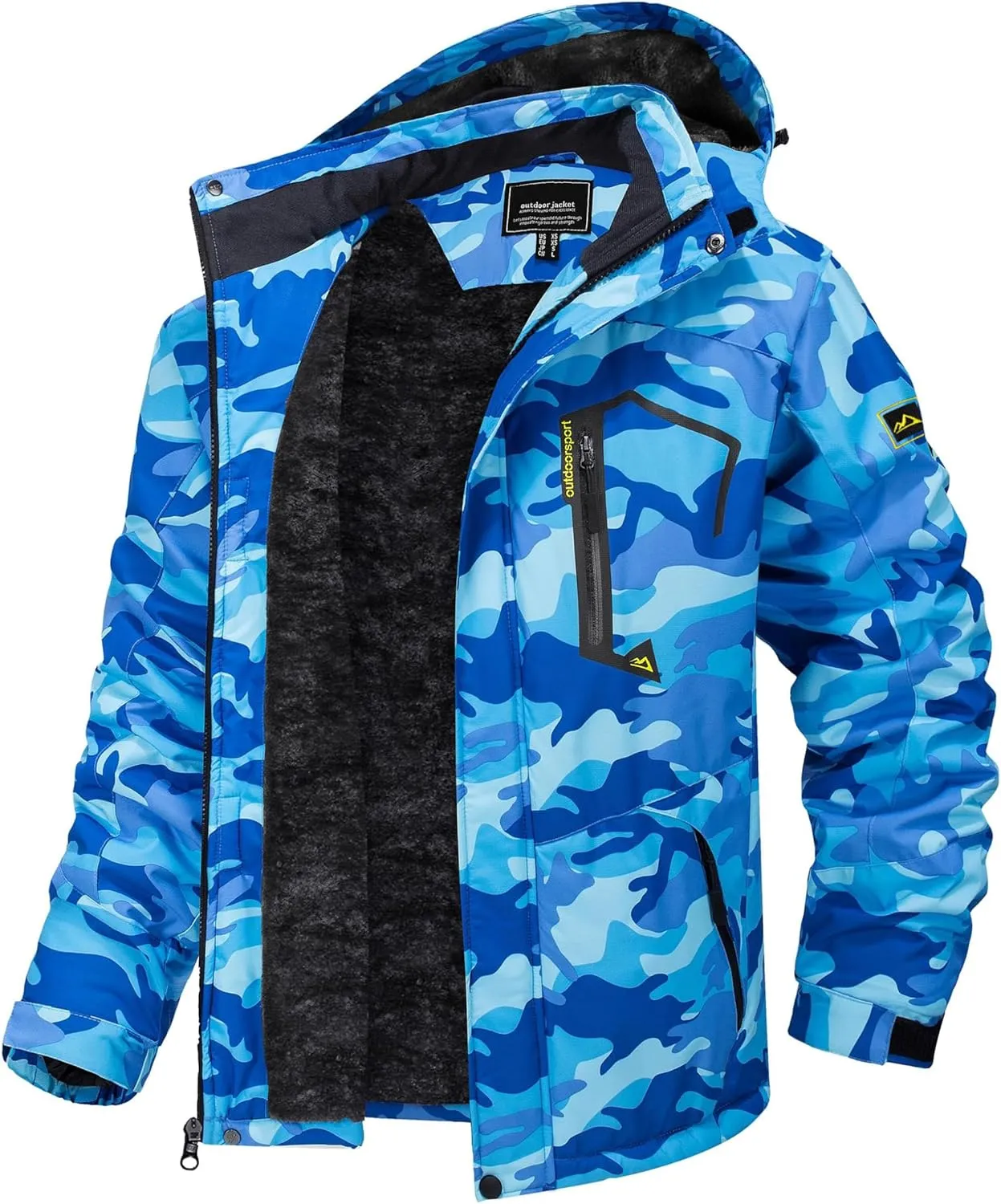 TACVASEN Men's Winter Skiing Jackets Water Resistant Fleece Coats Insulated Thermal Snowboard Jacket Parka Raincoat with Hood
