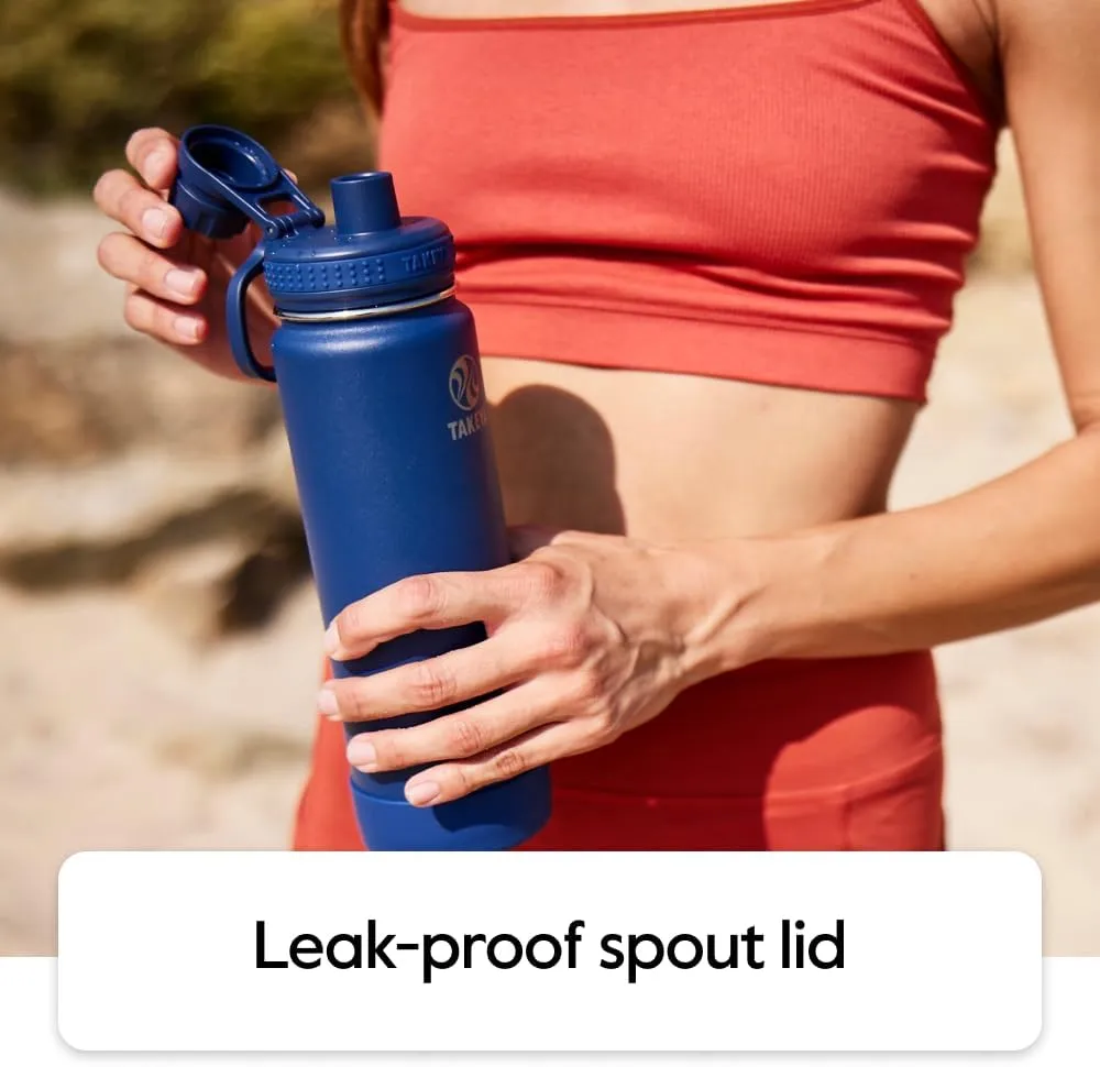 Takeya Actives Water Bottle with Spout Lid - Bottle with Double Stainless Steel Insulation - Dishwasher Safe & BPA-Free - Bottle with Spout Lid & Removable Bumper - 18 oz, Canary