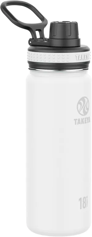 Takeya Originals 18 oz Vacuum Insulated Stainless Steel Water Bottle with Spout Lid, White