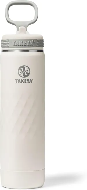 Takeya Sport 22 oz Triple-Insulated Stainless Steel Water Bottle, Straw Lid – Leakproof, Sweatproof, BPA-Free, Keeps Drinks Cold 36 Hrs, Hot 14 Hrs – Alpine