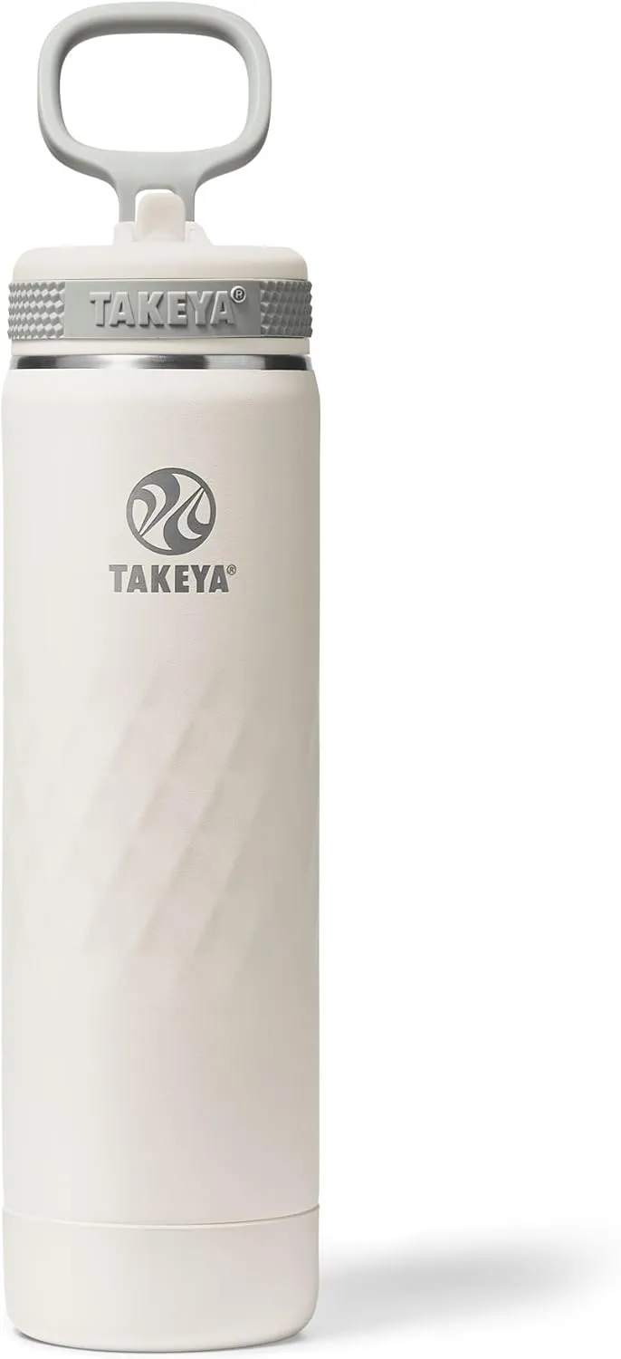 Takeya Sport 22 oz Triple-Insulated Stainless Steel Water Bottle, Straw Lid – Leakproof, Sweatproof, BPA-Free, Keeps Drinks Cold 36 Hrs, Hot 14 Hrs – Alpine