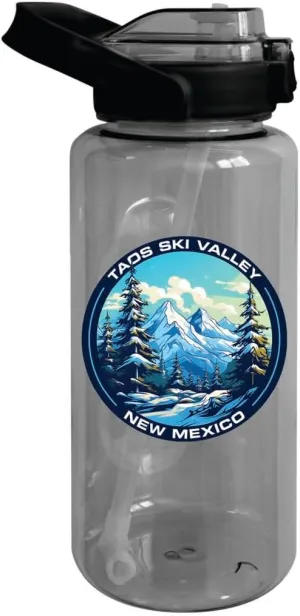Taos Ski Valley New Mexico Design A Souvenir 64 oz Large Water Bottle with Screw-on Top and Straw 4-Pack