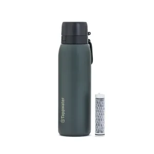 Tappwater BottlePro Adventure - Stainless Steel Water Bottle with Filter for Travel and Sports, filters 100  unwanted substances. Non-drinking water purifier. Reusable 25oz BPA-free Bottle (Black)