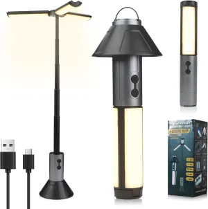 Telescopic Camping Light, 3000mAh Rechargeable Camping Lantern - 2 Dimmable Modes & 3 Flashlight Modes, IPX4 Waterproof, Portable Collapsible Light for Camping, Hiking, Home Emergency