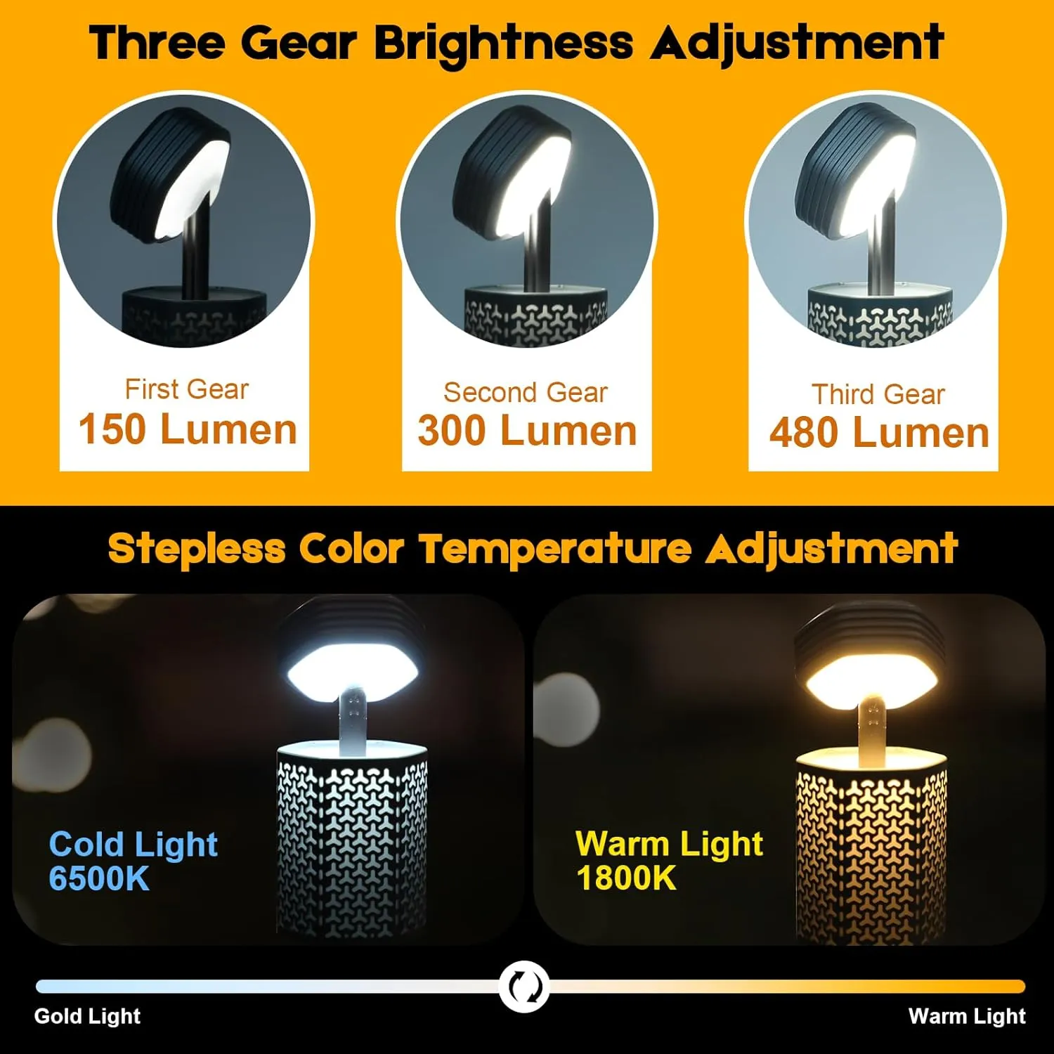 Telescopic Camping Lights, Rechargeable 10500mAh Camping Lantern with Storage Bag, Waterproof LED Camp Lamp with Magnetic, Portable Outdoor Tent Light for Hiking,Emergency,Fishing (Gray)