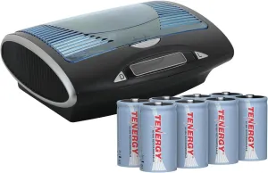 Tenergy T9688 Universal LCD Battery Charger   8 Pack D Size 10000mAh NiMH Rechargeable Batteries UL Certified
