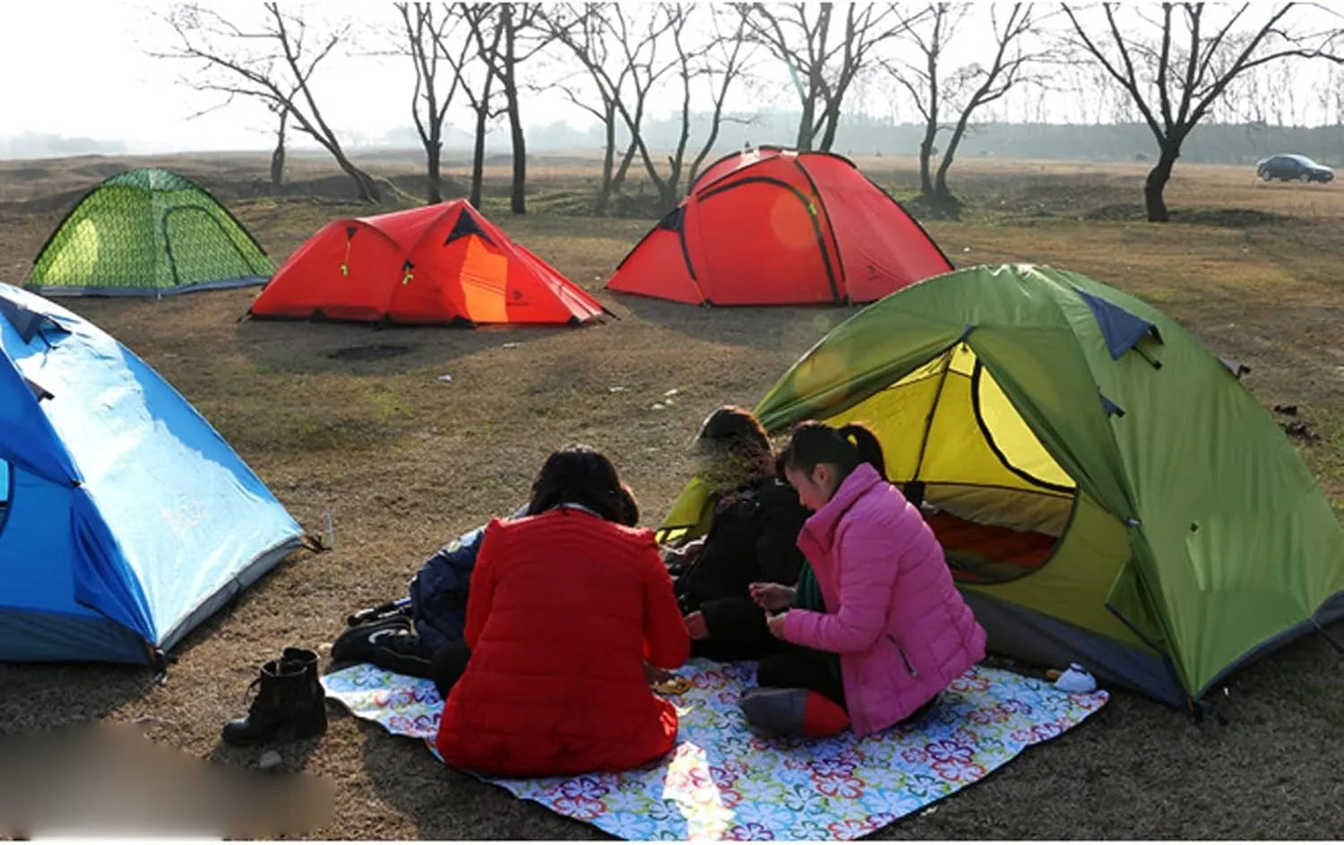 Tent 2 Person Ultralight Double Layer Aluminum Poles Waterproof Windproof Camping Tent Beach Tent (Color : 2 Person Blue) (2 Person Red One Size) (3 P