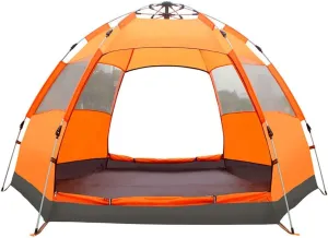 Tent 3-4/4-6 Person Hexagon Mongolian Yurt Tent Rainproof Anti-UV Breathable Double Layer Camping Tents for Outdoor Camping Yurt (Color : Orange, Size : 3-4 Person)