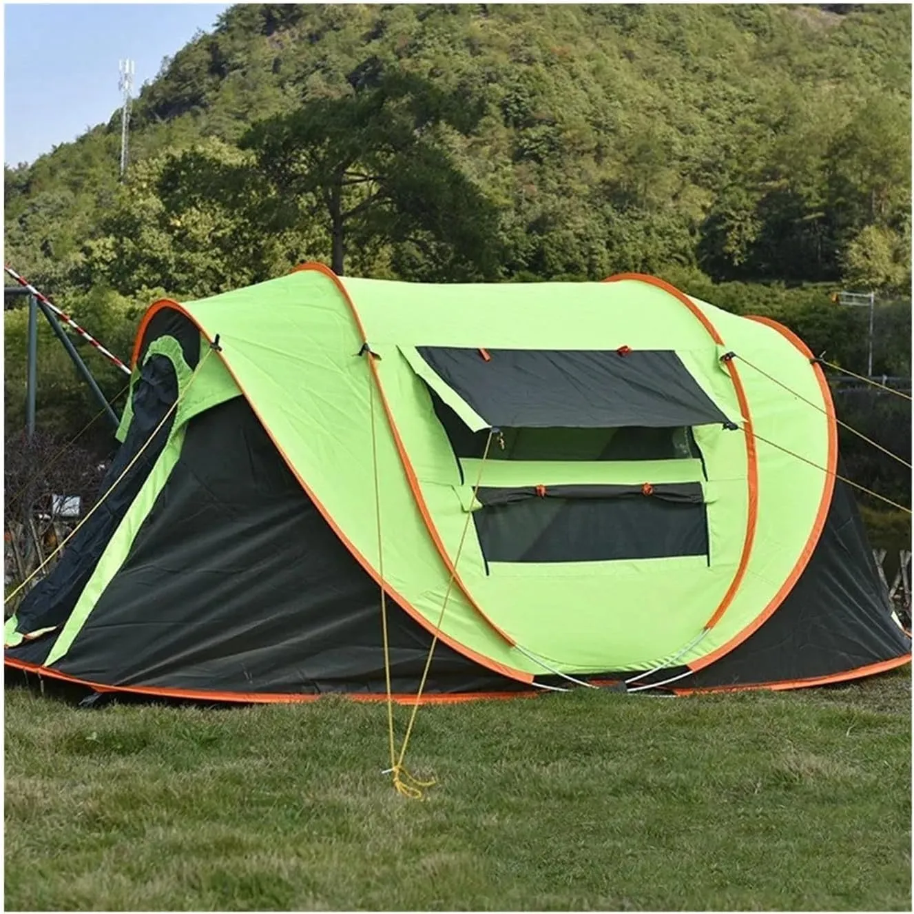 Tent 3-6 People Outdoor Fully Automatic Camping Tent Pop-up Tent Instant Setup Tent 4 Season Sun Shelter Family Outdoor Camping Lightweight (Color : Army Green 3-4p)